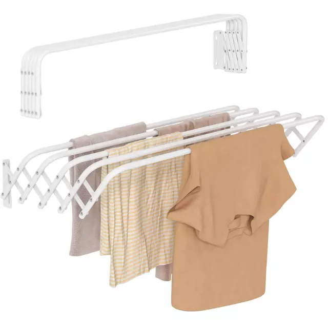 Wall Mounted Drying Rack Clothes Airer Towel Laundry Extendable Folding Dryer