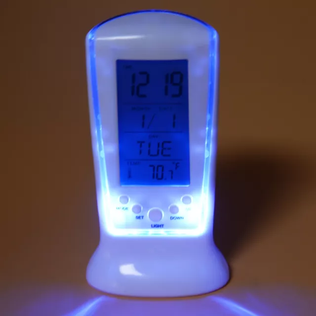 par Réveil de bureau Affichage LED numérique Calendrier musique Date Alarm Clock