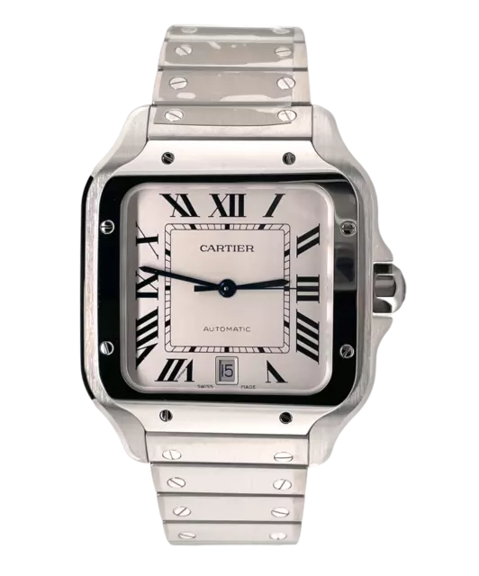 Cartier Santos WSSA0018 Groß Weiß Ziffernblatt Edelstahl Nicht Getragen