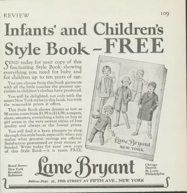 1928 Lane Bryant Infant Children Style Book Free Offer Vintage Print Ad PR2