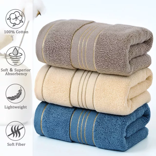 100% Cotton Premium Soft Towel 3PCS Soft Gold Luxury Absorbent Face Cloth Bath