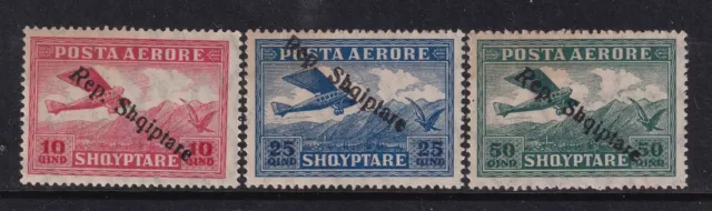 ALBANIA.... 1927 Airmail overprints 10q, 25q, 50q  mint