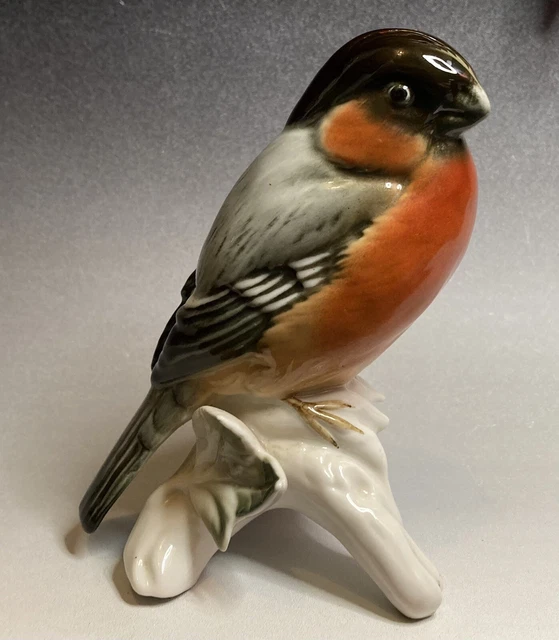 KARL ENS Porcelain China Bullfinch Bird Figurine Figure Vintage German.