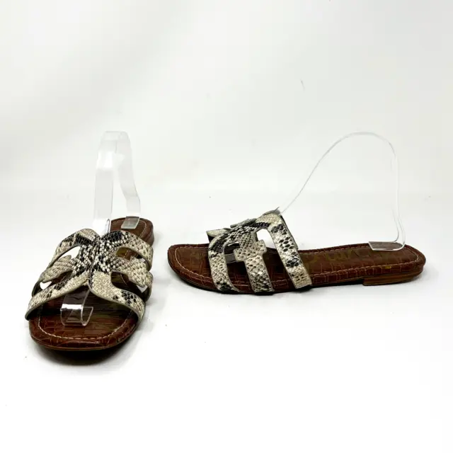 Sam Edelman Bay Slide Genuine Leather Open Toe Sandals Shoes Python Embossed 8.5