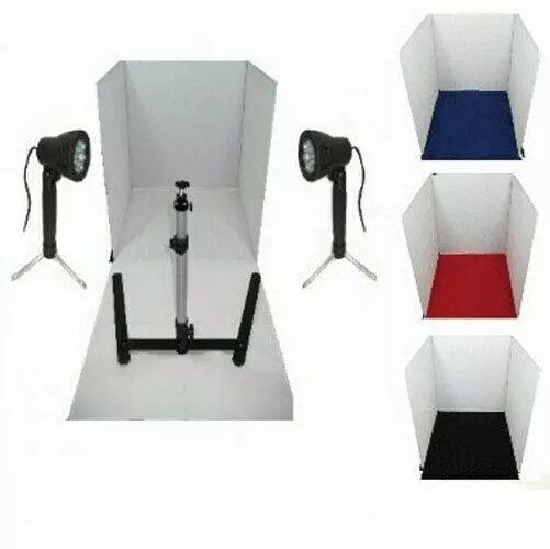 Mini Portable Photo Studio Kit Cube Tent Box LED Light 4 Colour Backdrops Bag