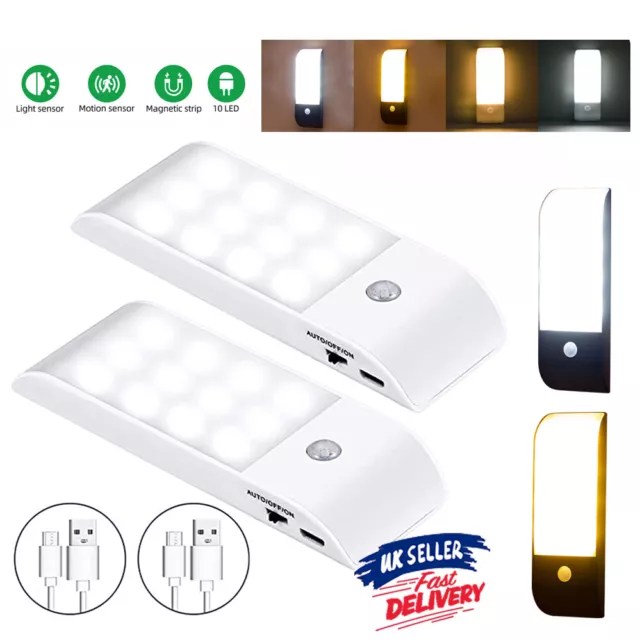 1/2x 12LED Stair Rechargeable magnetic Closet Lamp Motion Sensor Night Light USB