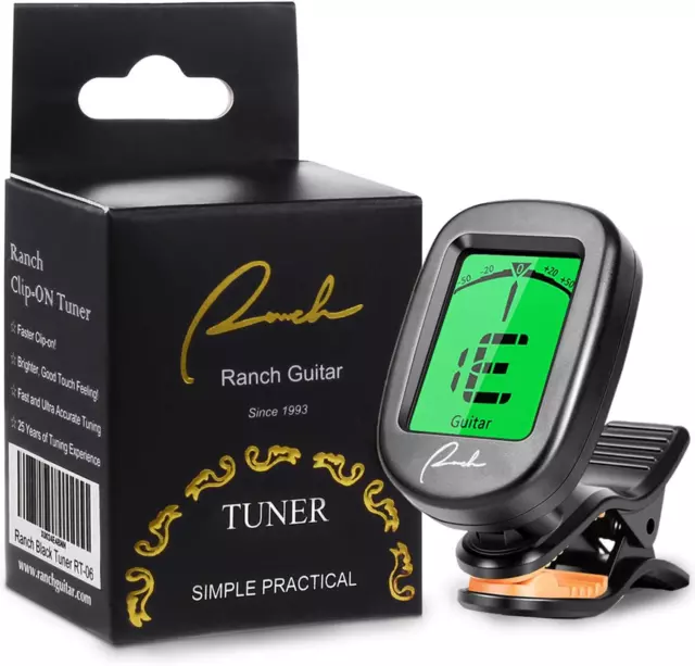 Ranch Guitar Tuner Clip on for Acoustic/Electric Guitar, Ukulele, Violin, Bass,