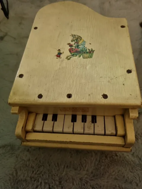 mid century BEILEI 10 key orange baby grand piano with box kids childs toy