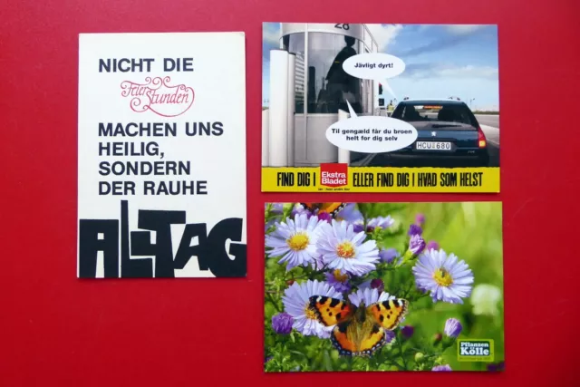 3 x neue AK - Spruch Religion - Werbung - Pflanzen - dänische Werbung Dänemark