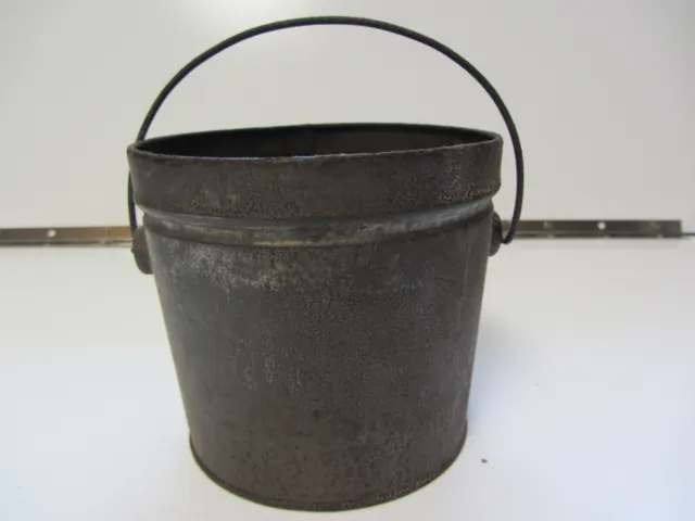 Antique Primitive Rustic Small Tin LARD Pail Bucket