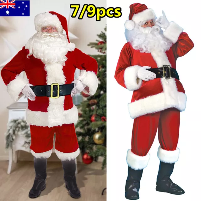 Santa Claus Costume Suit Adult Father Christmas Fancy Dress Mens Xmas Outfit AU