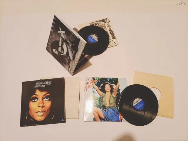 3 X  Diana Ross Mini LP Albums 50mm. Cover, Sleeve+Vinyl Record. size 1:6 No89