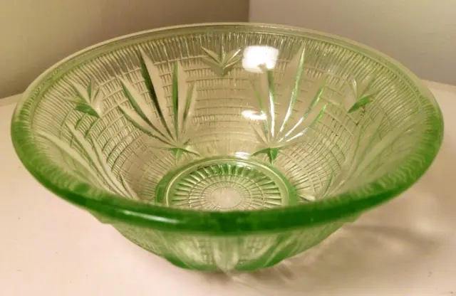 Vintage-Pressed Glass Bowl-Green glass- Beautiful- Small-GC