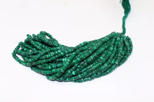 AAA Natural Malachite Smooth heishi Gemstone beads 5-6mm 16 inch Gemstone