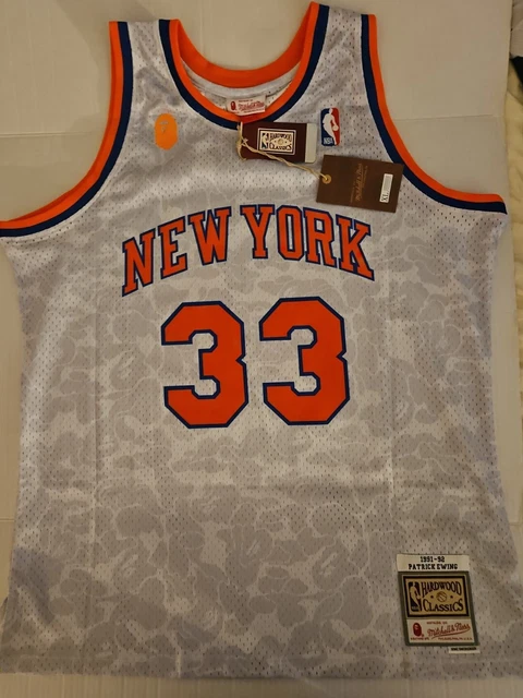 BAPE X MITCHELL & Ness New York Knicks Patrick Ewing Jersey White