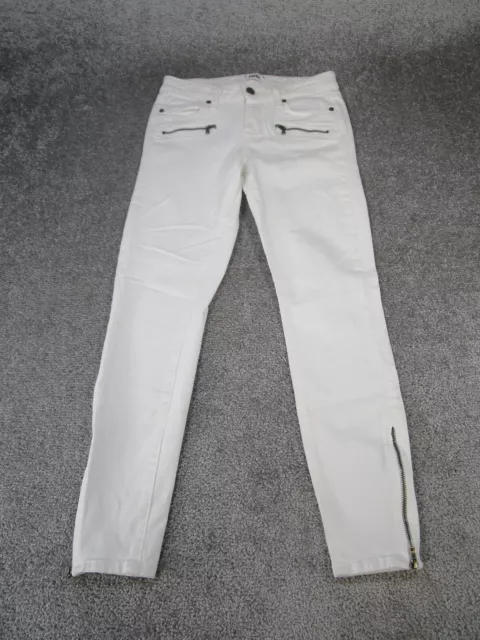 Paige Jeans Womens 26 Jane Zip White Denim Skinny Low Rise Casual *