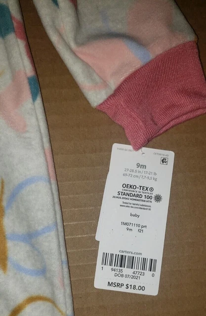 Carters Baby Girl Butterfly Fleece Sleeper - Infant Size 9 Months - New 3