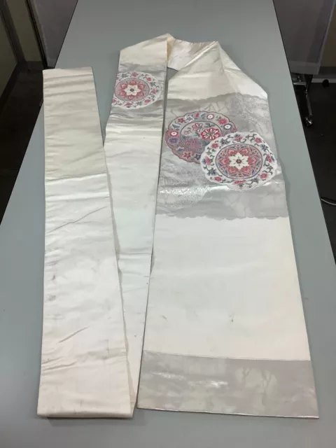 Japanese Vintage Kimono Nagoya Obi silk bit dirt expensive embroidery140x11inch
