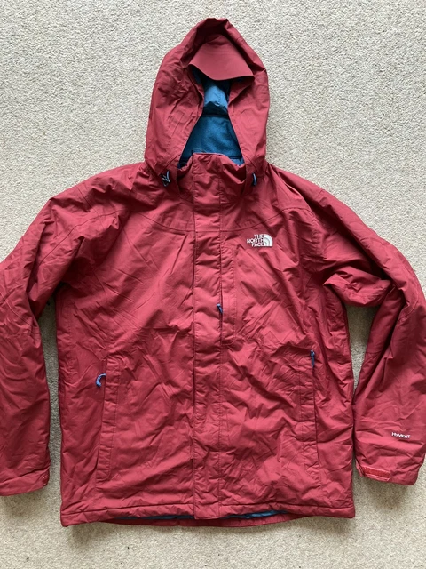 Mens North Face Hyvent Rain Jacket Coat Hooded Burgundy Red Size Large