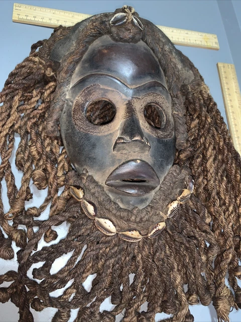 Dan Mask with Cowries and Rope Beard African mask great size OFFERS #29 2