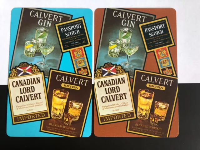 Vintage Whisky Advert Swap Playing Cards: Calvert Gin Scotch Bourbon Whiskey Ads