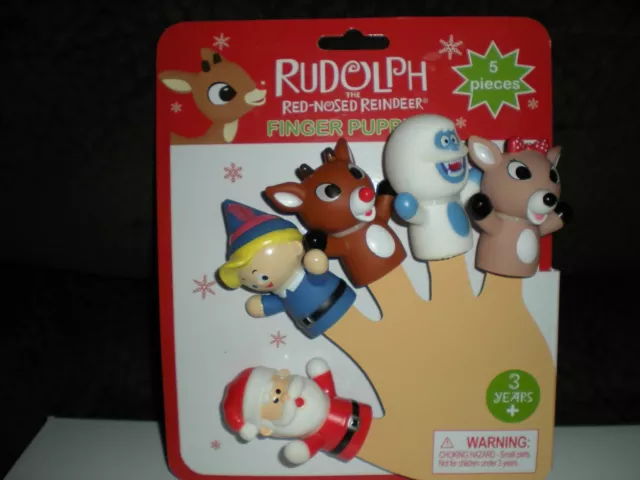 Rudolph The Red Nosed Reindeer Finger Puppets Santa, Snowman, Hermey Clarice NIP