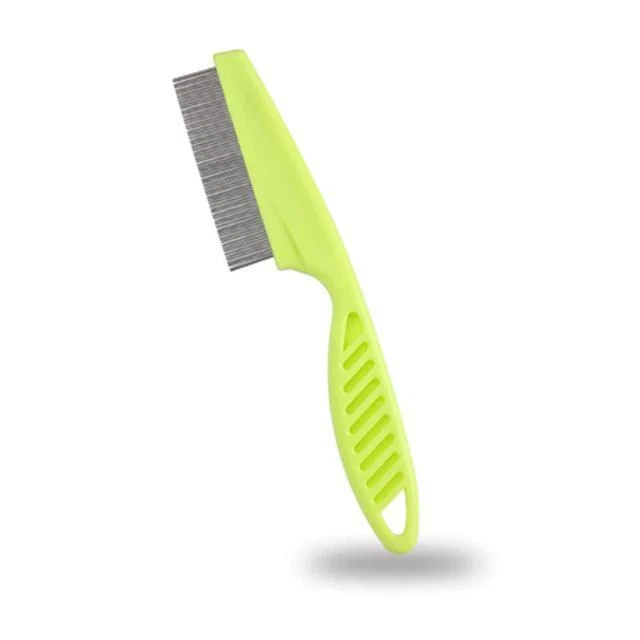 Pet Dog Cat Flea Tick Lice Remover Hair Cleaner Comb Stainless Steel L-Green New