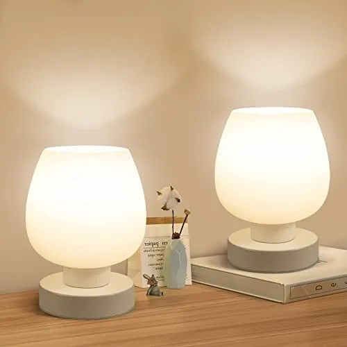 Touch Bedside Table Lamp Set of 2 - Small Modern Table Lamp for Bedroom Livin...