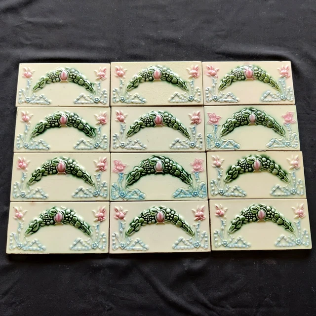 Vintage Garland Design Nouveau Border Architecture Furniture Tiles Japan 12 Pcs