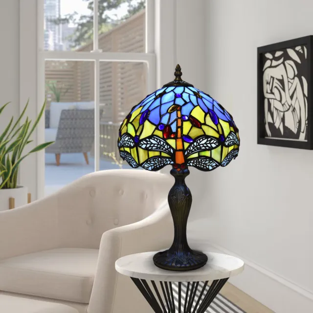 Tiffany Style Table Lamp 10 Inch Stained Glass Handcrafted Art Bedside Desk Lamp