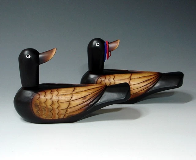 Figurine vintage de canard en paille : bois sculpté, décoration Cottagecore - France