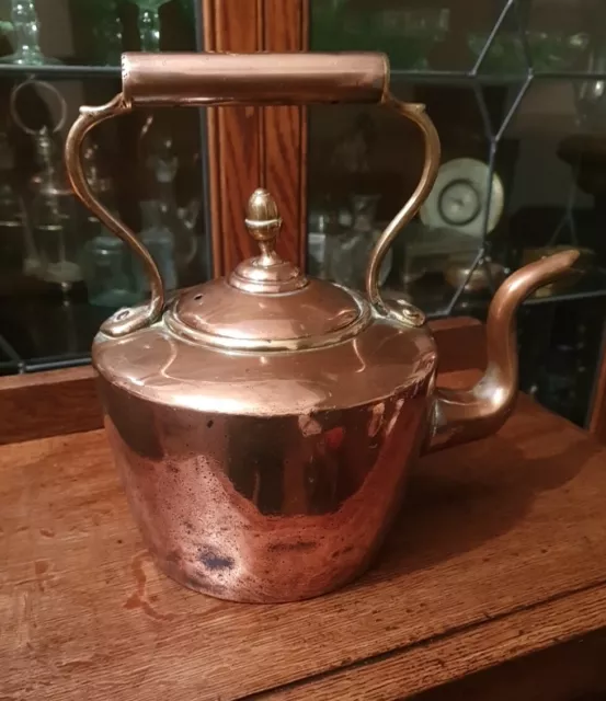 Antique Georgian Solid Copper  Swan Neck Kettle 25 X 25 X 16.5 Cms