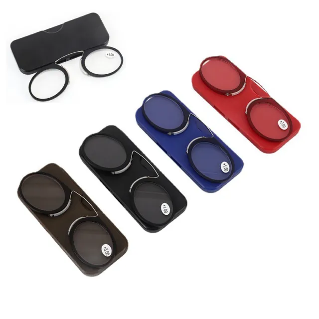 Portable Mini Nose Clip Reading Glasses Legless Magnifying Reader With Case
