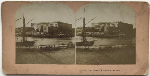 Schweden Sweden Stockholm Château Foto Stereo Stereoview Vintage Albumin