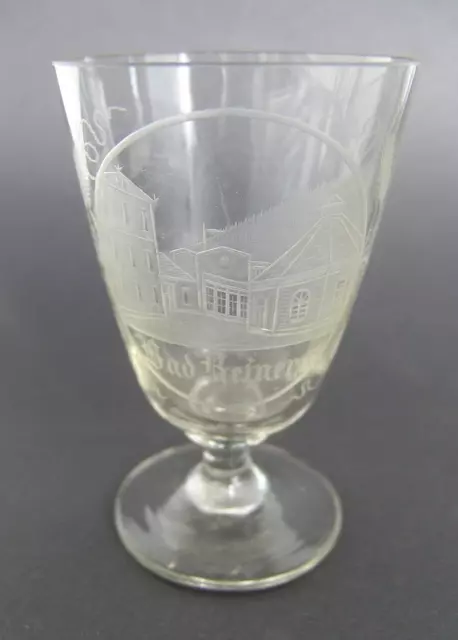 Antikes  Bäder Glas " Bad Reinerz " Duszniki Zdrój ( Polen ) Um 1860 / 1880