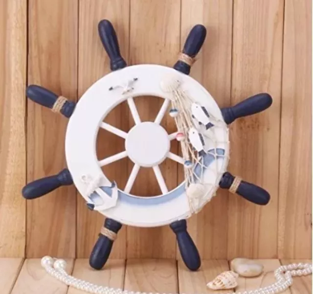 Nautical Wooden Ship Steering Wheel Home Decor/ Wall Art 13"Diameter