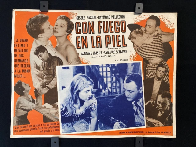 1954 Le Feu dans la peau GISELE PASCAL France Authentic MEXICAN LOBBY CARD 16x12