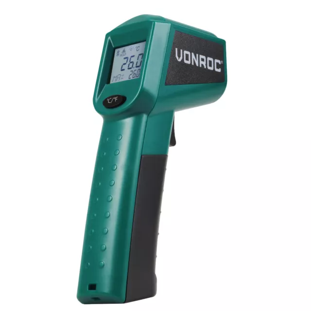 VONROC Infrared Thermometer - Laser - -40°C to 530°C range - Incl. batteries
