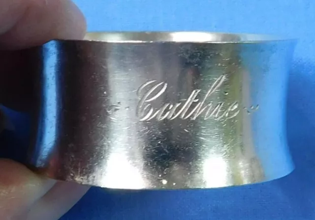 Vintage Watson Sterling Silver Napkin Ring "Cathie" name engraving