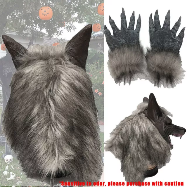 Halloween Maske Horror Wolf Kopf Gesichtsmaske Werwolf Kralle Handschuhe Cosplay