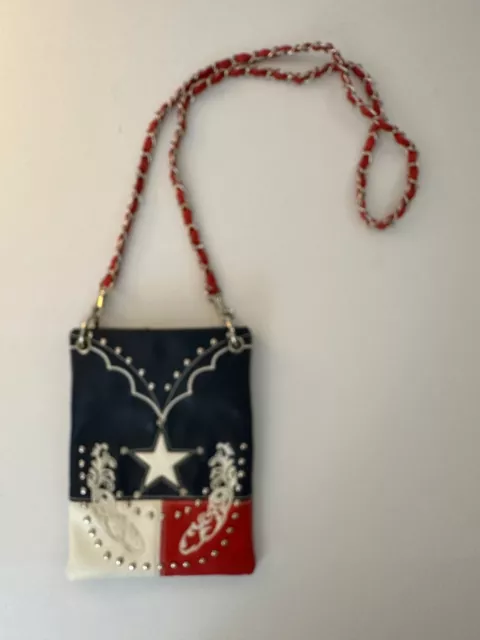 Red White Blue TEXAS Western Cross Body Purse 6 x 8