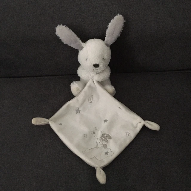 Simba Toys Doudou Lapin Blanc et Gris Mouchoir nuage étoiles lune