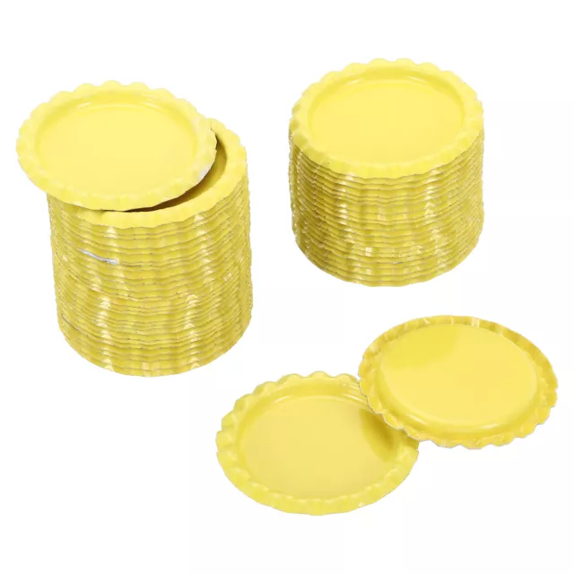 50Pcs 1" Flat Decorative Bottle Caps Craft Bottle Pendant Trays Yellow