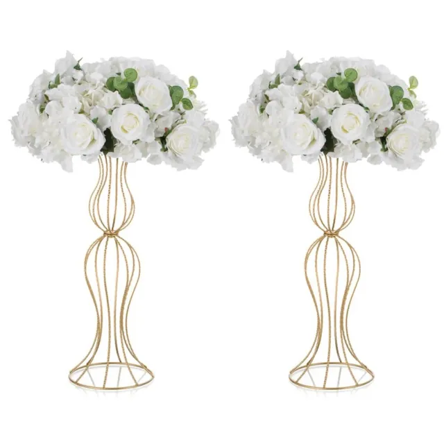 Inweder Geometric Centrepieces for Wedding Gold Vase - 2 Pcs Metal Flower Decor
