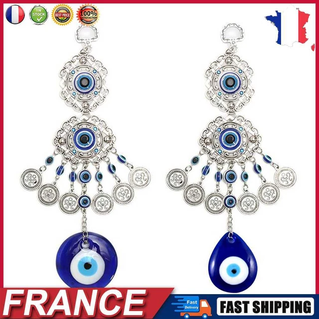 Turkish Blue Eyes Lucky Pendant Wind Chime Rhinestone Wall Door Hanging Ornament