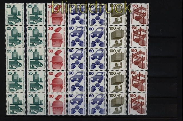 Bund ex 694/703 R kleines Lot postfrische 5er-Streifen Unfallverhütung (52543)