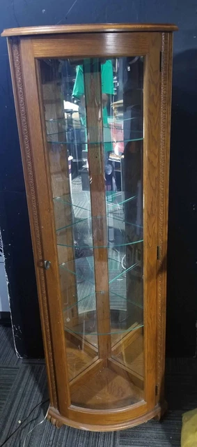 Pulaski Bowfront Corner Curio Cabinet, Lighted Display Case, Usa, Mirrored (A)