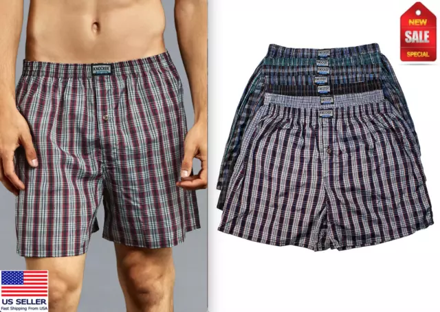 Men Knocker Boxer Trunk 3 6 12 Pack Lot Plaid Shorts Checkered Underwear Briefs