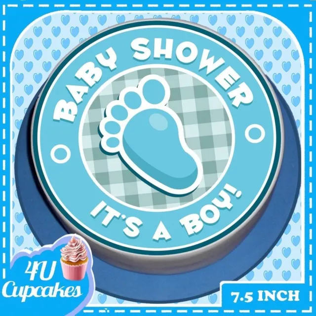 PRE CUT 12 EDIBLE RICE PAPER WAFER CARD BLUE IT'S A BOY CUPCAKE TOPPERS