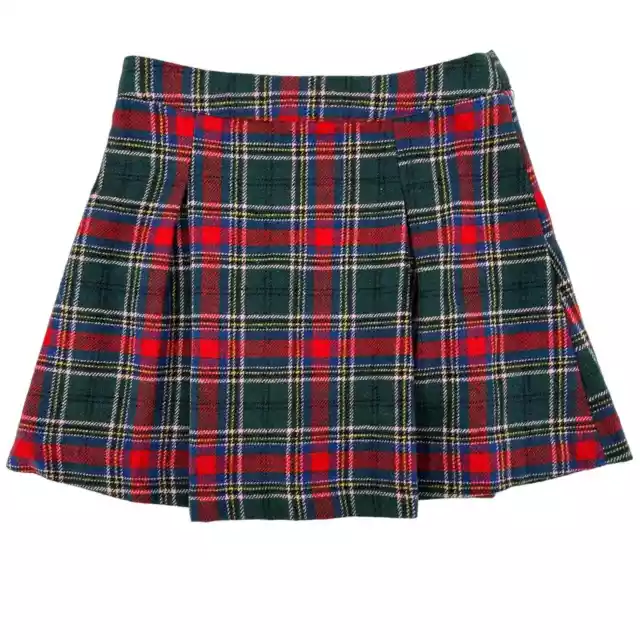 Copper Key Girls Plaid Pleated Skirt Size Medium 10 12 Red Green